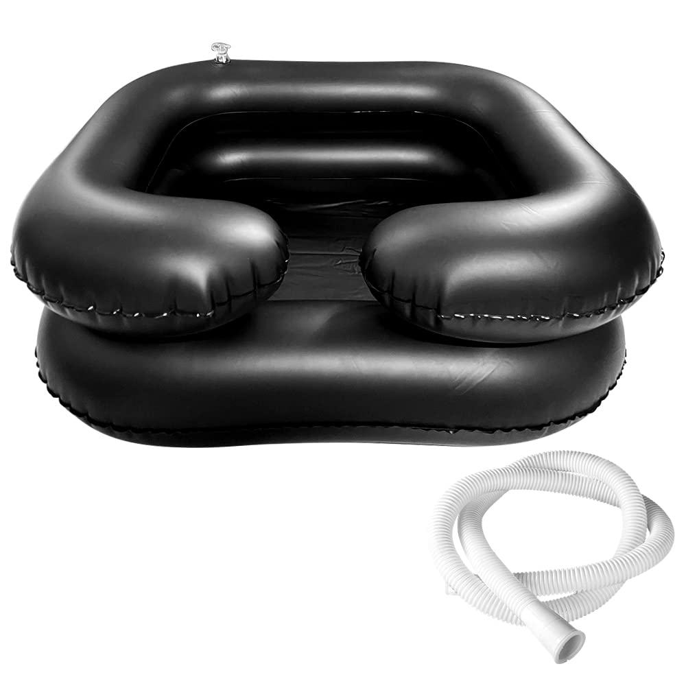 Tyuodna Inflatable Shampoo Basin, Portable Inflatable Hair Washing Basin, Wash Hair in Bed Inflatable Hair Wash Basin for Bedridden, Elderly, Disabled and Handicapped