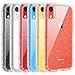 DOMAVER for iPhone XR Case Clear Glitter Bling iPhone XR Phone Case Heavy Duty 3 Layers Bumper Shockproof Protective Cover-Clear