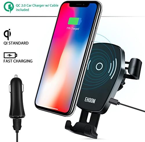 Car Wireless Charger, EHOOM Air Vent, Dashboard, Windshield Phone Mount Holder for iPhone 8, iPhone 8+, Samsung Galaxy S9, S9+, S8, S8+, S7 Edge, Note 5, Compatible with Standard Qi-enabled Devices