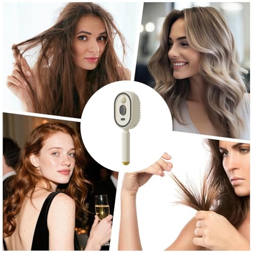 Electric Steam Brush for Hair, Detangling Steam Brushes with Oil, 2-in-1 Misting Hair Brush with Water Spray, Reduce Frizz, Nourishes Hairs, Anti-Static