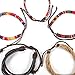 Forever & Ever Leather Chakra Bead Tribal Bracelet - (Unisex) 12 Pack Charm Ethnic Hand Knit Boho String Hemp Wood Beaded Bracelets for Men Women Girls Jewelry Wristbands