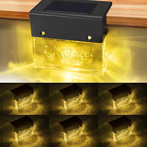 Solar Deck Lights,（6 Pack）Led Solar Fence Lights,Solar Step Lights Outdoor Waterproof,Fence, Railing ,Patio Garden, Step,2 Lighting Modes,Warm White/Color Changing