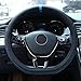 ZATOOTO Flat Bottom Steering Wheel Covers - Blue Star Microfiber Leather - Universal 15 inches d Shaped Better Grip Car Interior Accessories