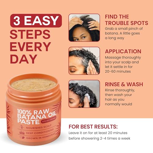 LBOYLOVE® Raw Batana Oil for Hair Growth - 100% Pure, Organic 4oz Batana from Honduras for Thick and Strong Natural Hair - Dr. Sebi Unrefined Cold Pressed Cosmetic Scalp Mask Gifts for Women