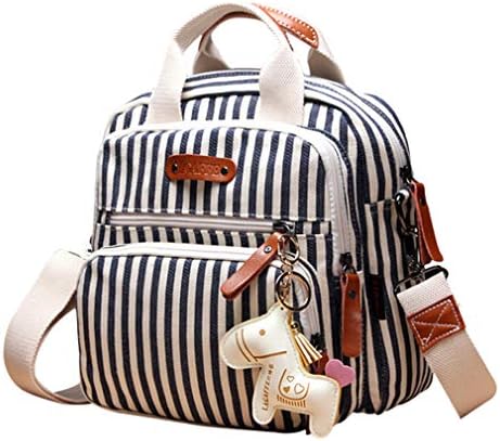 Rrock Fashion Mummy Bag Large Capacity Canvas Child Care Diaper Bag Multi-function Outdoor Striped Baby Messenger Bag Travel Bag