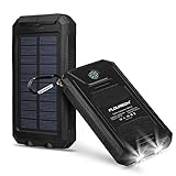 FLOUREON 10,000mAh Power Bank with Solar Charging Auxiliary Function,Portable Mobile Phone Charger Dual 2.1A USB Output External Battery Charger for iPhone, iPad, Samsung Galaxy etc.