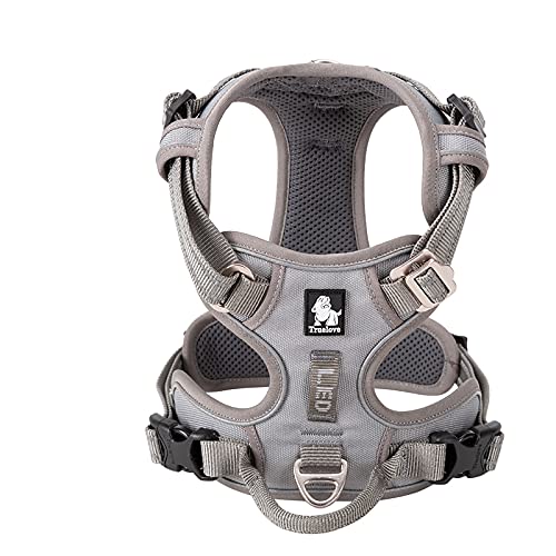 WINHYEPET True Love No Pull Dog Harness Extra Reflective Pet Harness for Small Medium Large Dogs Adjustbale for Running Walking Padded Soft Mesh Vest Easy Control TLH56512(Gray,M)