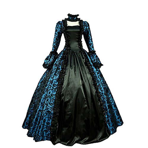 1791's lady Women's Victorian Rococo Dress Inspration Maiden Costume Blue S