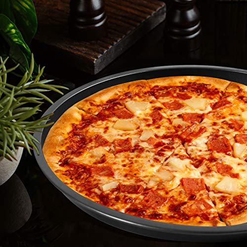 2 Pack NonStick Pizza Pan, 13 inch Pizza Tray Carbon Steel Round Pizza