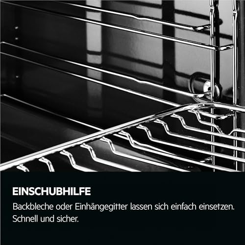 AEG Einbaubackofen, Serie 5 Ringheißluft: Gleichmäßige Garergebnisse auf 3 Ebenen, Pyrolyse Selbstreinigung, 45 Automatikprogramme, LED-Touchdisplay, Schnellaufheizung, Schwarz, TU5PB40WSK 7
