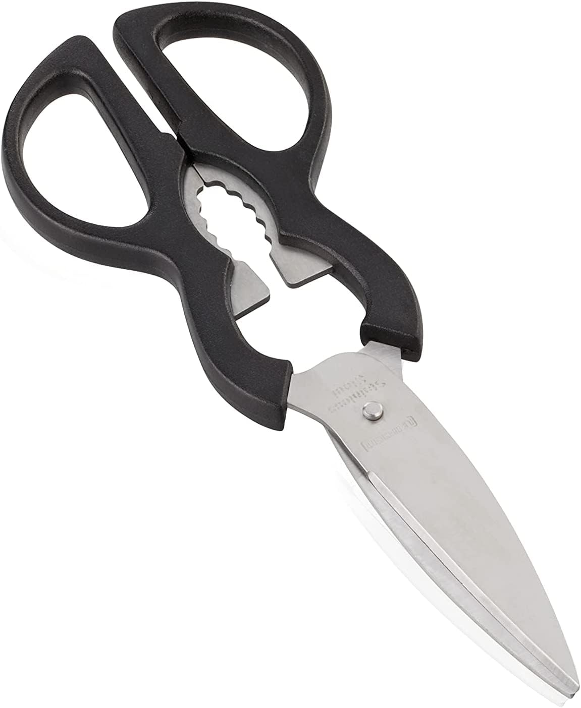 Leifheit Household Scissors, Kitchen Scissors, All Purpose Scissors, Stainless Steel Blades, with Crown Top Lifter, Screw Top Opener