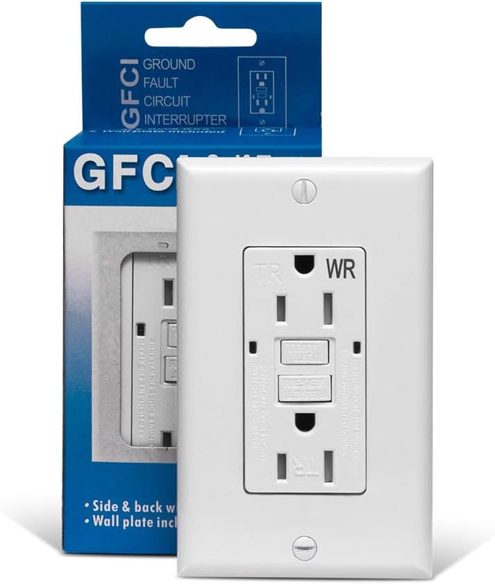GFCI Outlet Receptacle 15 amp - UL Certified GFCI Replacement Weather Resistant Tamper Resistant White Electrical Duplex Outlets for Outdoor/Kitchen/Bathroom - - 