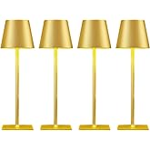4 Pack Gold Led Cordless Table Lamps-Rechargeable Lamp Set of 4,Tabletop Lighting Outdoor Table Top Light for Restaurant Tables | Dinner | Kitchen Counter Top | Bulk of 4 Wirelss Lamps,Multi-Pack
