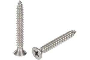 Jigreat #8 x 1-1/4" Stainless Steel 304 (18-8) Flat Head Phillips Wood Screws 50pcs Solid Stainless Screw