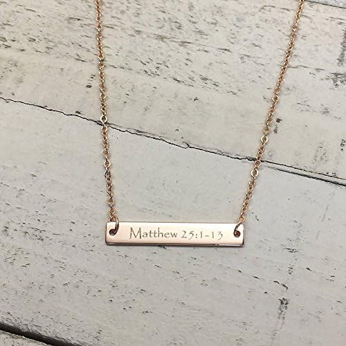 LuluLalaEngraved Bible Verse Bar Necklace-Personalized jewelry,Faith Jewelry,Custom Necklace, Baptism gift,Gold plated,silver name bar, silver necklace,