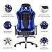 VON RACER Memory Foam Gaming Chair-Adjustable Tilt, Angle and 3D Arms Ergonomic High-Back Leather Racing Executive Computer Desk Office Metal Base, Blue