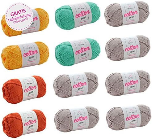 Wool Package * Wool Small Rose Flower + Free Guide * 6 Balls Cotton Pure Cotton – Cotton Yarn Crochet Cotton Yarn – 50g/125 m Needle Size 2.5 – 3.5 mm – 100% Natural Cotton, COTTON, Savanne, large