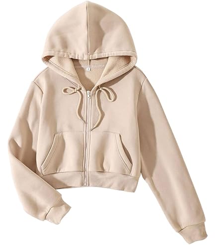 Amazon.com: Amazhiyu Women's Cropped Zip up Hoodie Long Sleeves