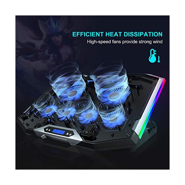 TopMate-C11-Laptop-Cooling-Pad-11-173-RGB-Gaming-Laptop-Cooler-High-Speed-6-Fans-Cooling-Stand-5-Adjustable-Hight-Phone-Stand-and-2-USB-Ports TopMate C11 Laptop Cooling Pad RGB Gaming Notebook Cooler, Laptop Fan Stand Adjustable Height with 6 Quiet Fans and…