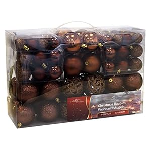 Christmas Gifts 100 x kerstballen, plastic, brons, 12,1 x 35,7 x 23,4 cm