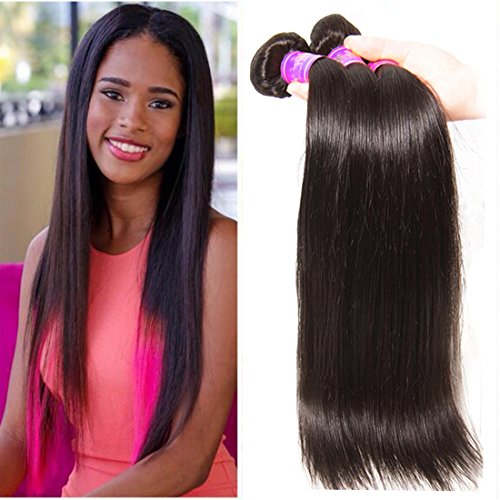 ALI JULIA Wholesale 7A Brazilian Straight Virgin Hair Weave 3 Bundles 100% Unprocessed Remy Human Hair Weft Extensions 95-100g/pc Natural Black Color