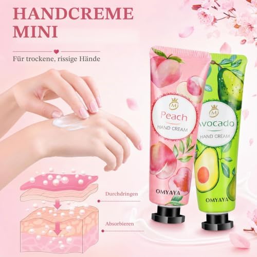 Handcreme Mini Handcreme Set 40 Stück,Kleine Geschenke für Frauen Mini Handcremes 10 Duft für Sehr Trockene Hände,Geschenkset für Kollegen Freundin Geburtstag Adventskalender Weihnachten Valentinstag