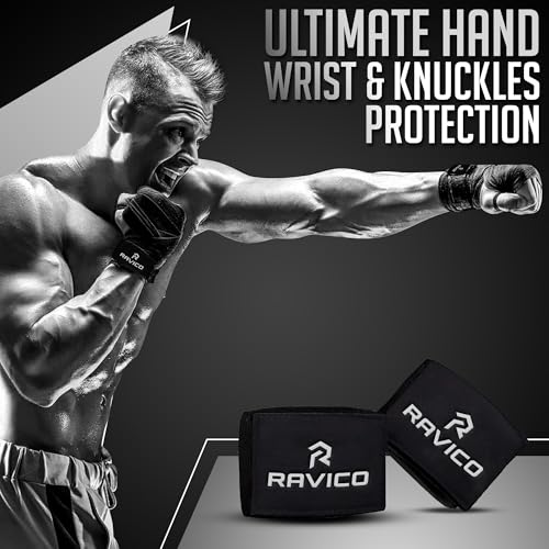 RAVICO Boxing Hand Wraps with Thumb Loop | Premium Cotton Hand Wraps for Boxing, Muay Thai, MMA, Kickboxing, Martial Arts Wraps for Men & Women 4 Meter, 160 Inch (Pair)