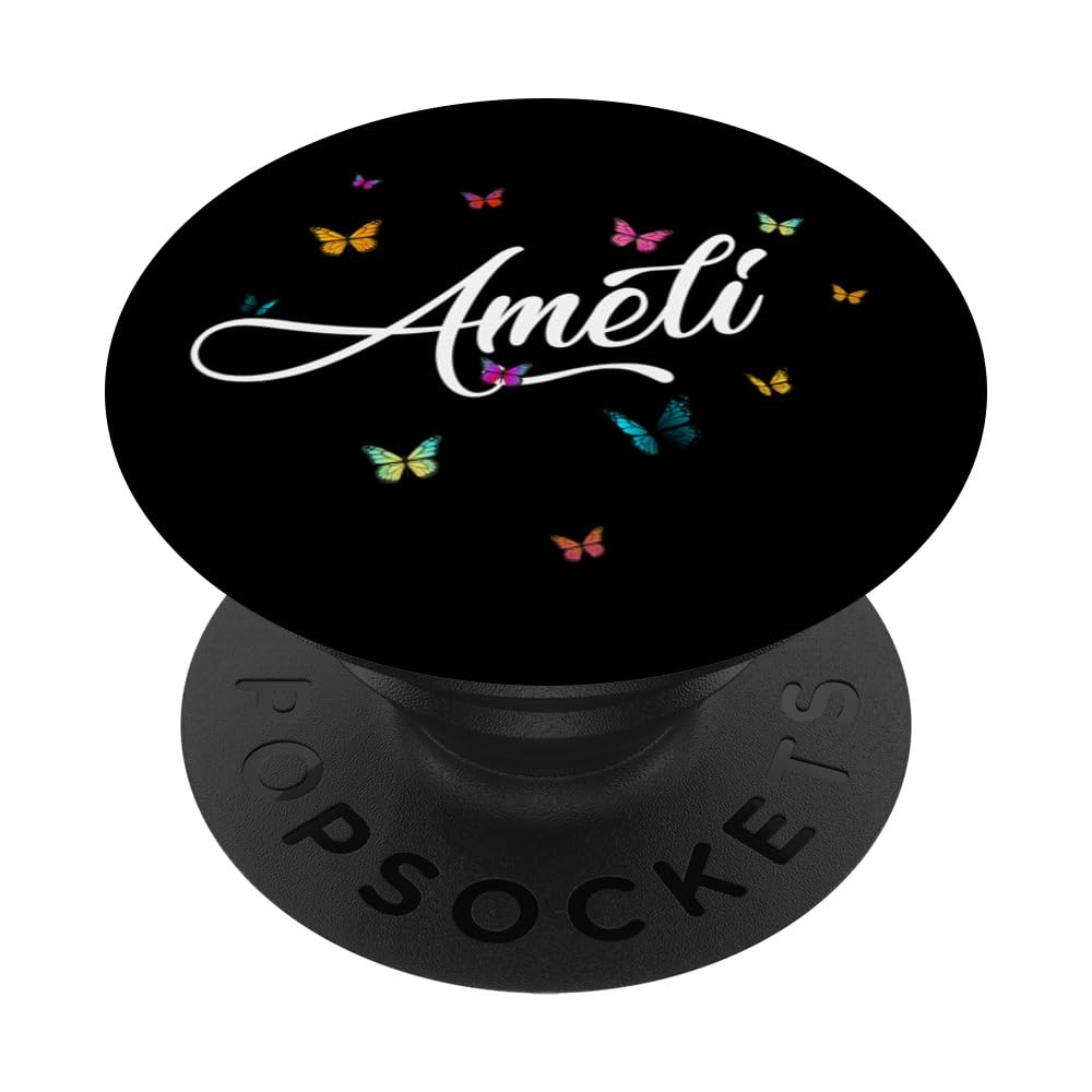 AMELI - Adorable girl name with colorful Butterlies PopSockets Swappable PopGrip