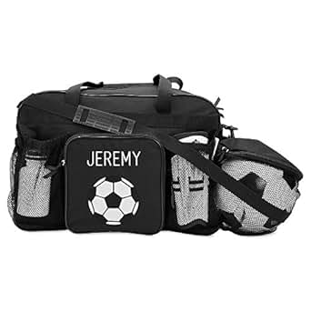 0 | Black Soccer Kids Personalized Medium Duffel Bag by Lillian Vernon, 19&quot; Long, Kids ...