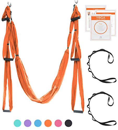 UpCircleSeven Aerial Yoga Swing Set - Yoga Hammock/Trapeze/Sling Kit + Extension Straps & eBook - Antigravity Ceiling Hanging Yoga Sling - Inversion Swing for Beginners & Kids