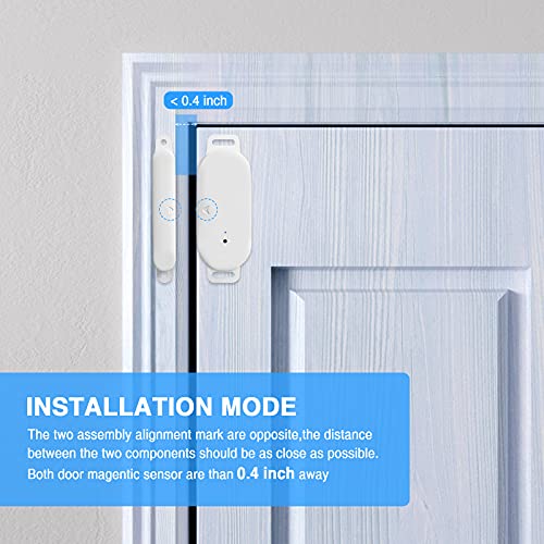 GreenSun WiFi Door Sensor, Smart Door Window Contact Sensor Compatible with Alexa,Google Assistant,Wireless Remote Alarm, Home Security Door Open Contact Sensor for Business Burglar Alert