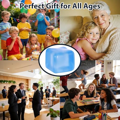 7cm Jumbo Ice Squeeze Toy, Slow Rebound Stress Reducing Sensory Toy, Anti-Anxiety Tool for Adults and Kids, Squeeze Cube for Pressure Relief (Blue)