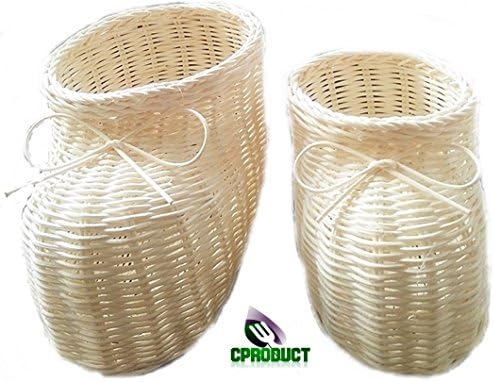 Desk Supplies Organizer Rattan, Natural (Set of 2) by CProductGroup