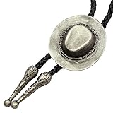 Q&Q Fashion Vintage Cowboy Hat Stetson Black Leather Rodeo Western Bolo Bola Tie Necktie Line Dance