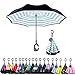 Monstleo Inverted Umbrella,Double Layer Reverse Umbrella for Car and Outdoor Use by, Windproof UV Protection Big Straight Umbrella with C-Shaped Handle and Carrying Bag (strip)