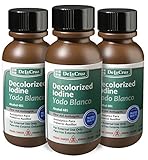 De La Cruz Decolorized Iodine First Aid Antiseptic, Made in USA 1 FL OZ. (3 Bottles)