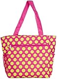 World Traveler Polka Dot Travel Tote Bag, Pink and Green
