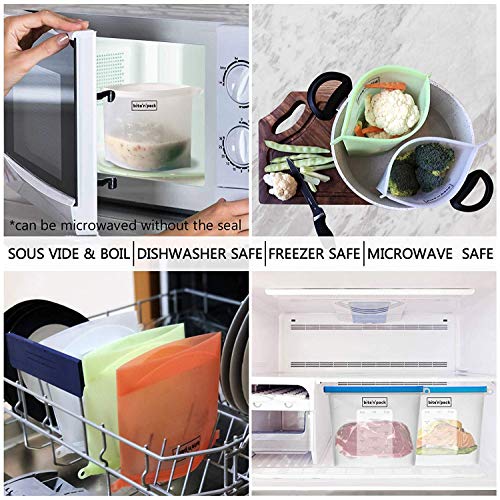 image for Save The Kitchen Reusable Silicone Food Storage Bag Set of 4 + 1 BONUS