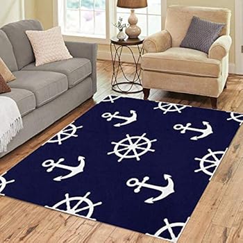 Amazon Com Semtomn Area Rug 3 X 5 Pattern Marine In Navy Blue