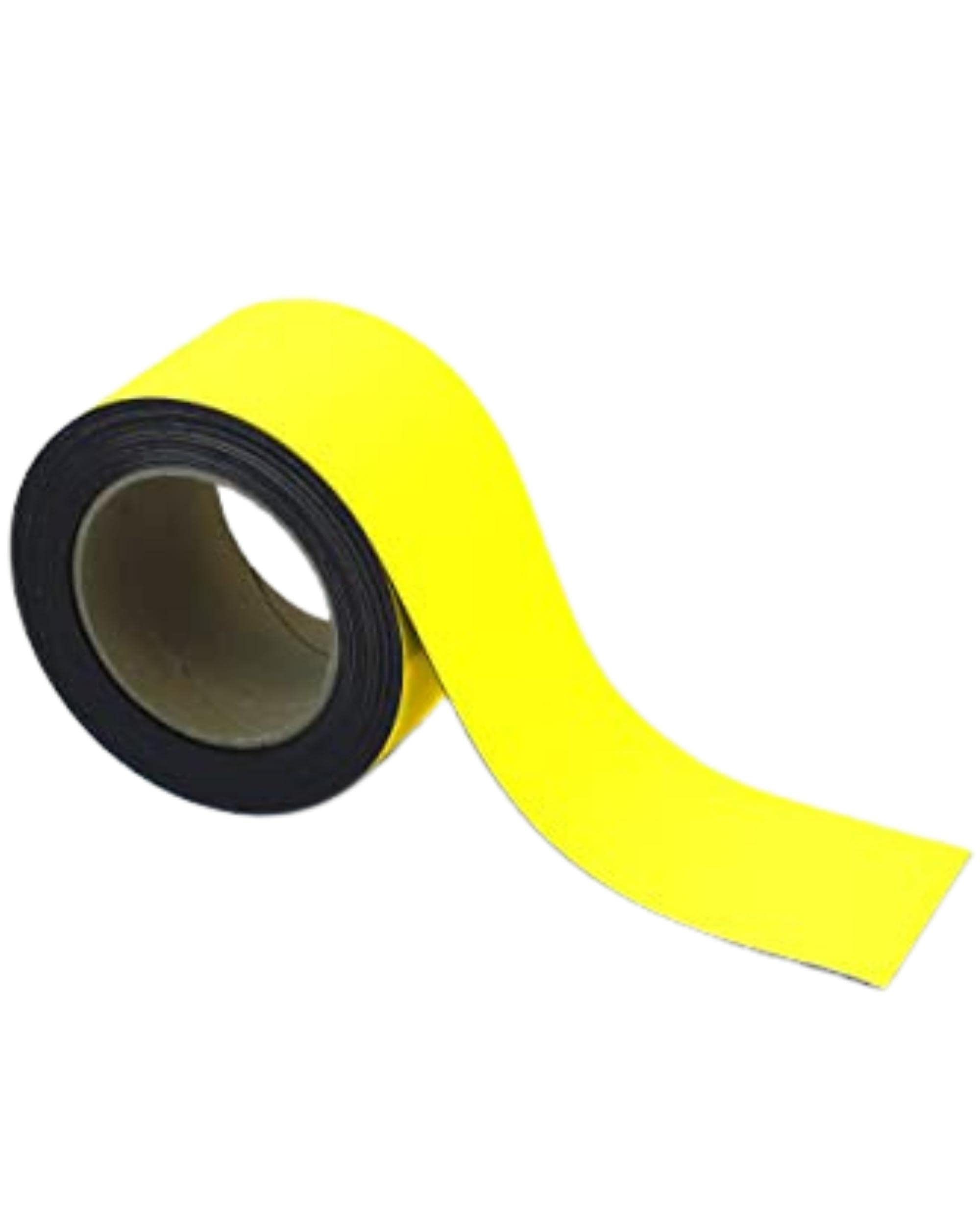 Magnetic Steel Easy-Wipe Tape, Thin & Flexible, Cut to Fit Strip, Magnetic, High Visible Identification. Suitable For All Non-Magnetic Surfaces (Yellow 70mm x 10m)