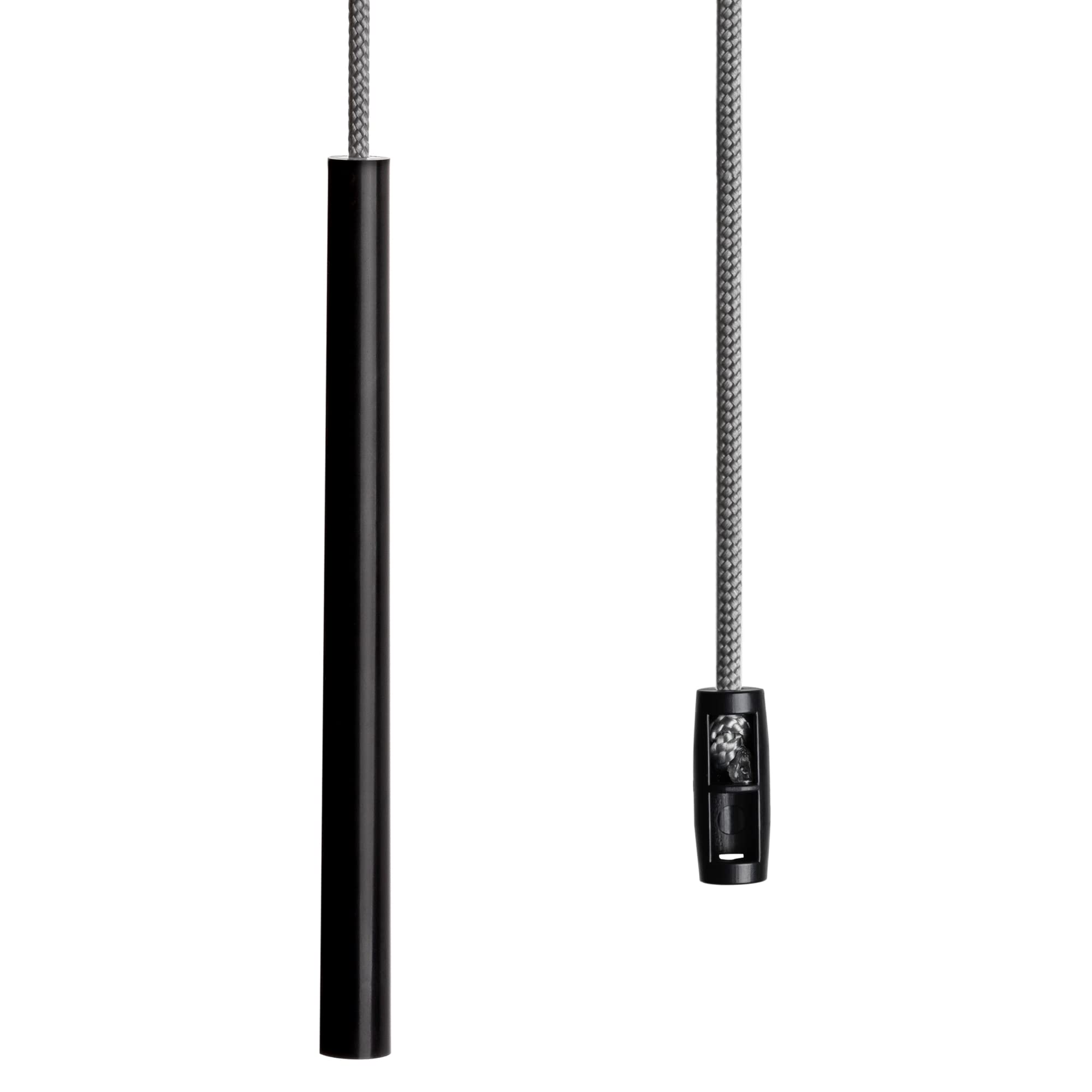 Black Light Pull Cord, Handle and Connector. Minimalist Light Pen Design. Choice of Cord Colour. (Metallic Silver Cord)
