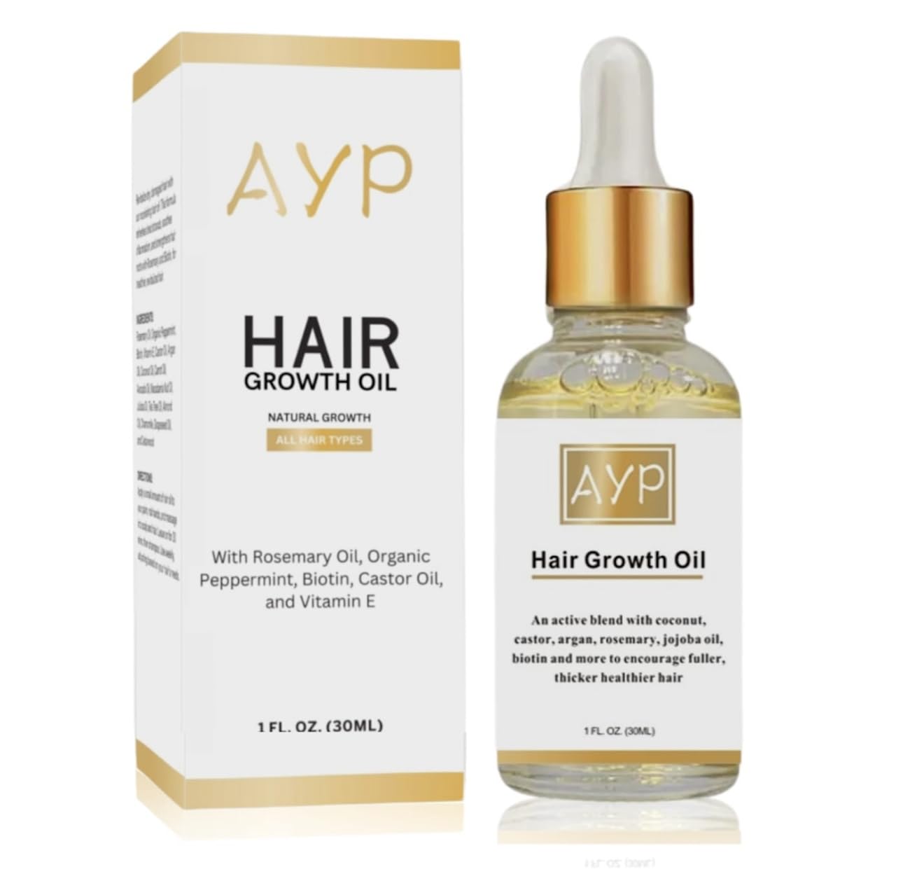 Hair Growth Serum with Organic Oils, Rosemary, Castor, Argan, Avocado, Coconut & Jojoba, Biotin for Thickening & Loss Prevention