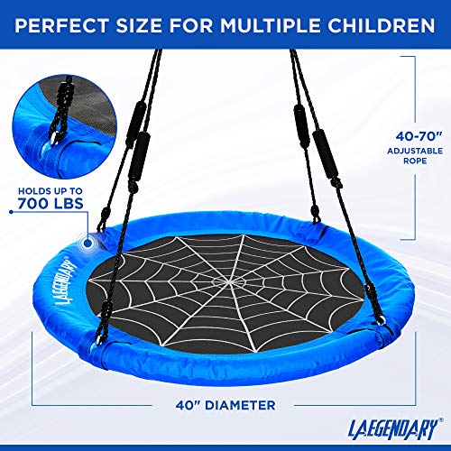 40-Inch-Flying-Saucer-Tree-Swing-for-Kids-Round-Indoor-Outdoor-Swingset-Toys-700-Lbs-Sensory-Web-Tire-Swings-Durable-Frame-Waterproof-Yard-Swings-Set-2-Tree-Straps-2-Carabiners-1-Swivel