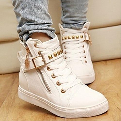 2014 Hot Women Casual Sneakers Rivets Buckle Zipper Walking Canvas Shoes