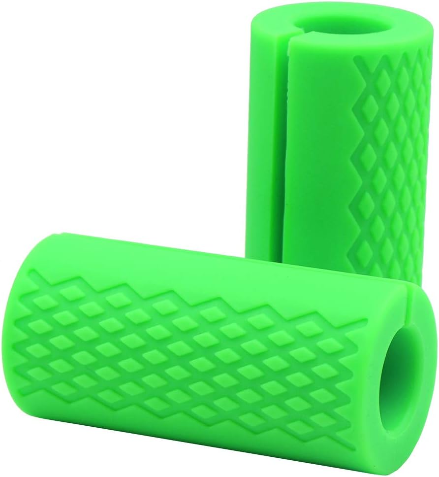 Weight Thick Bar Gym Grips - fit Standard Barbell, Dumbbell, Bicep, Pull Up Bar, Rope Grips - Grip Fat Bar Forearm Builder Strength Muscle Growth for Weightlifting Fitness Training (Nylon-Green): Electronics