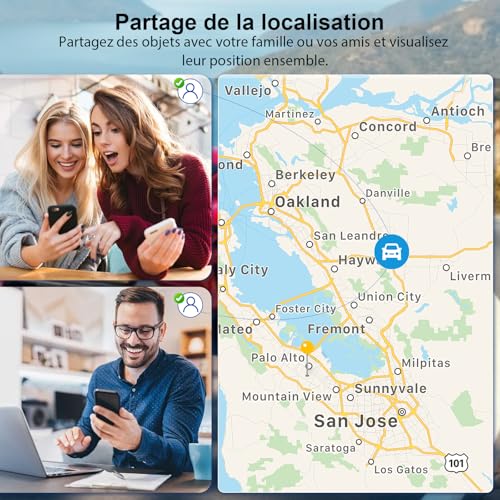 Traceur GPS Voiture,Magnétique Smart Tag Tracker,Traceur caché localisateur,Traceur sans Abonnement,Étanche IP67,Compatible avec iOS et Android,pour Véhicules/clés/Moto/Bagage/Enfant/Wallet-