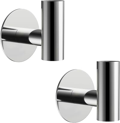 YUET 2 Pcs Self Adhesive Towel Hooks Stainless Steel 304 Polished Chrome