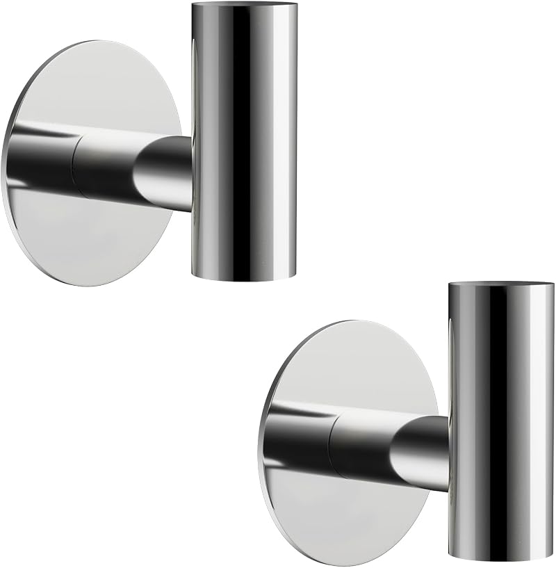 YUET 2 Pcs Self Adhesive Towel Hooks Stainless Steel 304 Polished Chrome