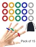 Fidget Ring EURICA Fidget Toys Spiky Sensory Finger Rings Sensory Toys for Adults Kids Massage Finger Ring Tactile Massager Finger Massager Acupressure Ring for Fidget ADD ADHD OCD Autism Pack of 15