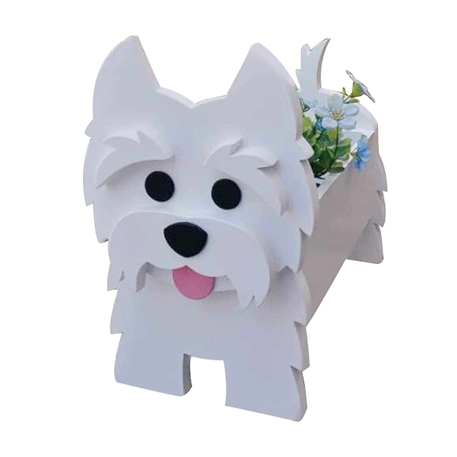 LIBOOI Dog Planter, Animal Flower Planter Pot for Outdoor Plants, West Highland Terrier Gifts for Women Men Dog Lovers, Storage Container Planters for Garden Decoration Cactus Office Home Gifts